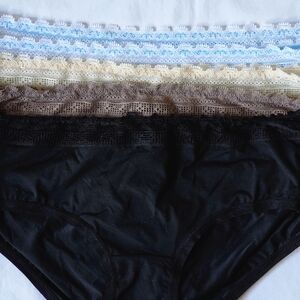 Paramour Lace Trim Panties Black Brown Cream Blue Over An 80.00 Value For 15.00